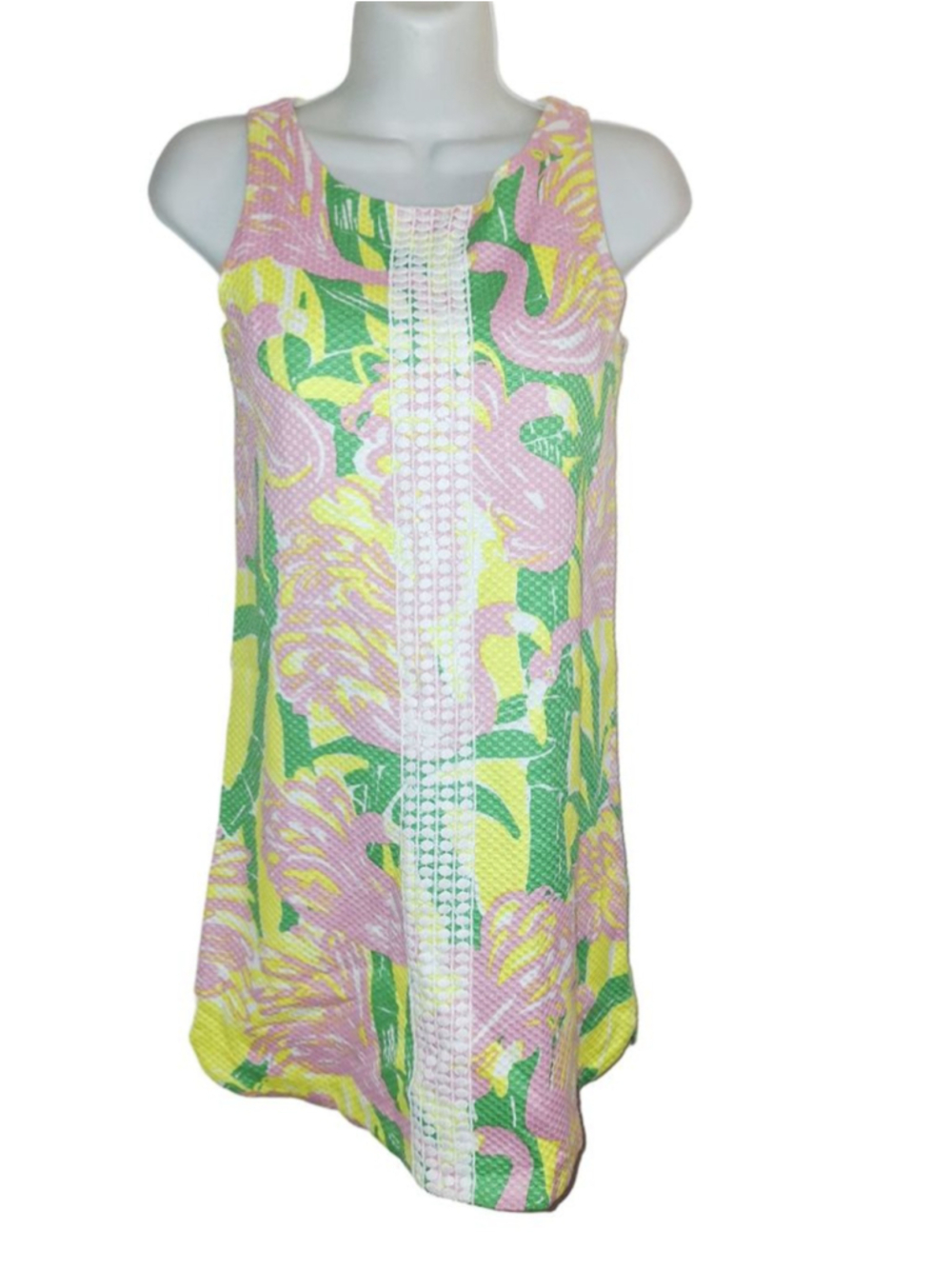 Lilly Pulitzer Mini Dress L Pink Yellow Flamingo wedding party feminine preppy - Picture 1 of 4